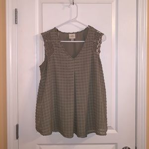 Olive green v neck tank top